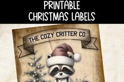 Printable Christmas Tags/Labels | Xmas Raccoon | PDF JPG PNG Product Image 2