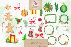 Vintage Christmas watercolor clipart, png files 041 Product Image 3