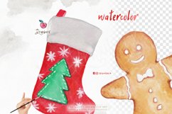 Vintage Christmas watercolor clipart, png files 041 Product Image 2