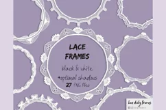Lace Doily Frame Clipart, Lace circle frame png 081 Product Image 6