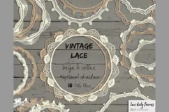 Lace Doily Frame Clipart, Lace circle frame png 081 Product Image 1