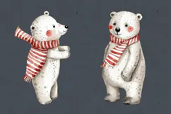 Watercolor Polar Bears cliparts. PNG sublimation Product Image 3