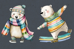 Watercolor Polar Bears cliparts. PNG sublimation Product Image 2