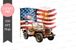 Patriotic jeep with fireworks Product Image 1