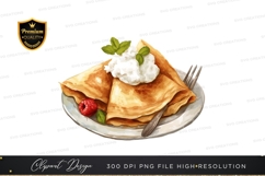 Delicious crepe with whipped cream and raspberries Product Image 1
