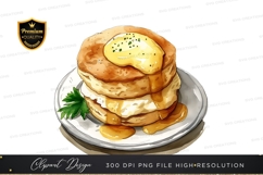 Delicious stack of pancakes with syrup Product Image 1
