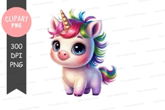 Cute cartoon unicorn clipart png Product Image 1