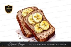Banana and nutella toast clipart png Product Image 1