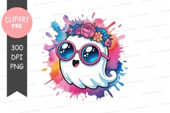 Cool ghost with sunglasses and flower crown Product Image 1