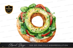 Healthy bagel with avocado and vegetables clipart png Product Image 1