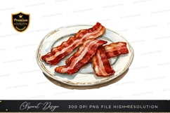 Crispy bacon on a plate clipart png Product Image 1