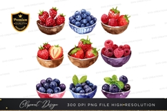 Assorted berries in bowls clipart png Product Image 1