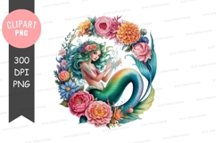 Enchanted mermaid with floral wreath Product Image 1