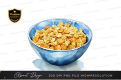 Cornflakes in a blue bowl clipart png Product Image 1