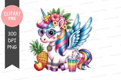 Whimsical unicorn with fruits and drinks Product Image 1