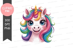 Colorful unicorn clipart png Product Image 1