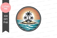 Tropical island sunset clipart png Product Image 1