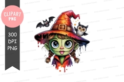 Whimsical halloween witch clipart png Product Image 1