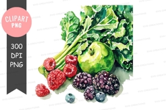 Fresh fruits and vegetables clipart png Product Image 1