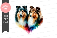 Sheltie dogs in heart shape clipart png Product Image 1