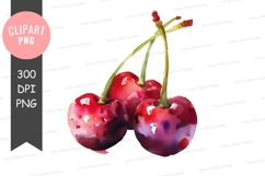 Watercolor cherries clipart png Product Image 1