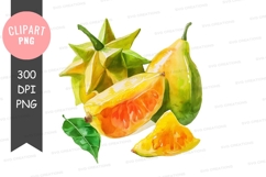 Watercolor illustration of starfruit Product Image 1