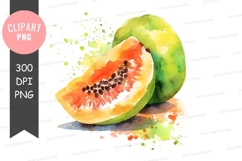 Watercolor papaya clipart png Product Image 1