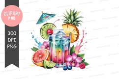Tropical rainbow cocktail clipart png Product Image 1