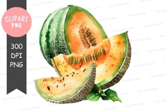 Sliced cantaloupe clipart png Product Image 1