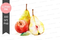 Watercolor illustration of pears and an apple Product Image 1