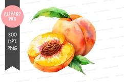 Watercolor illustration of a peach Product Image 1