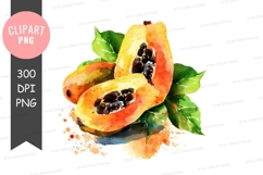 Watercolor papaya clipart png Product Image 1