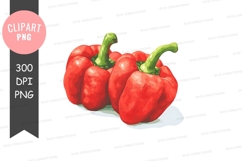 Three red bell peppers clipart png Product Image 1