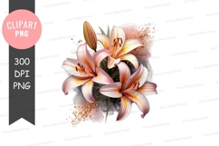 Delicate pink lilies clipart png Product Image 1