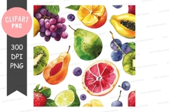 Colorful assorted fruits clipart png Product Image 1