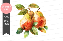 Watercolor pears clipart png Product Image 1