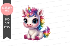 Cute baby unicorn clipart png Product Image 1