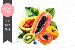 Vibrant tropical fruits clipart png Product Image 1