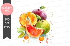 Vibrant citrus fruits clipart png Product Image 1