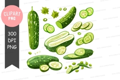 Assorted cucumbers clipart png Product Image 1