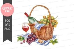 Picnic basket with wine and grapes Product Image 1