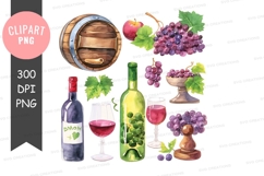 Wine and grapes clipart png Product Image 1