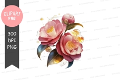 Elegant pink camellia flowers clipart png Product Image 1