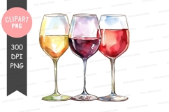 Three wine glasses clipart png Product Image 1