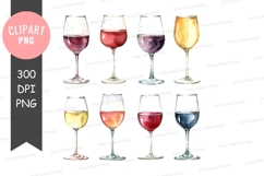 Variety of wine glasses with different wine types clipart pn Product Image 1