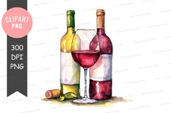 Wine bottles and glass clipart png Product Image 1
