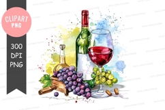 Wine and grapes clipart png Product Image 1