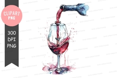 Pouring red wine clipart png Product Image 1