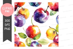 Colorful watercolor fruits clipart png Product Image 1