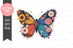 Colorful butterfly with flowers clipart png Product Image 1